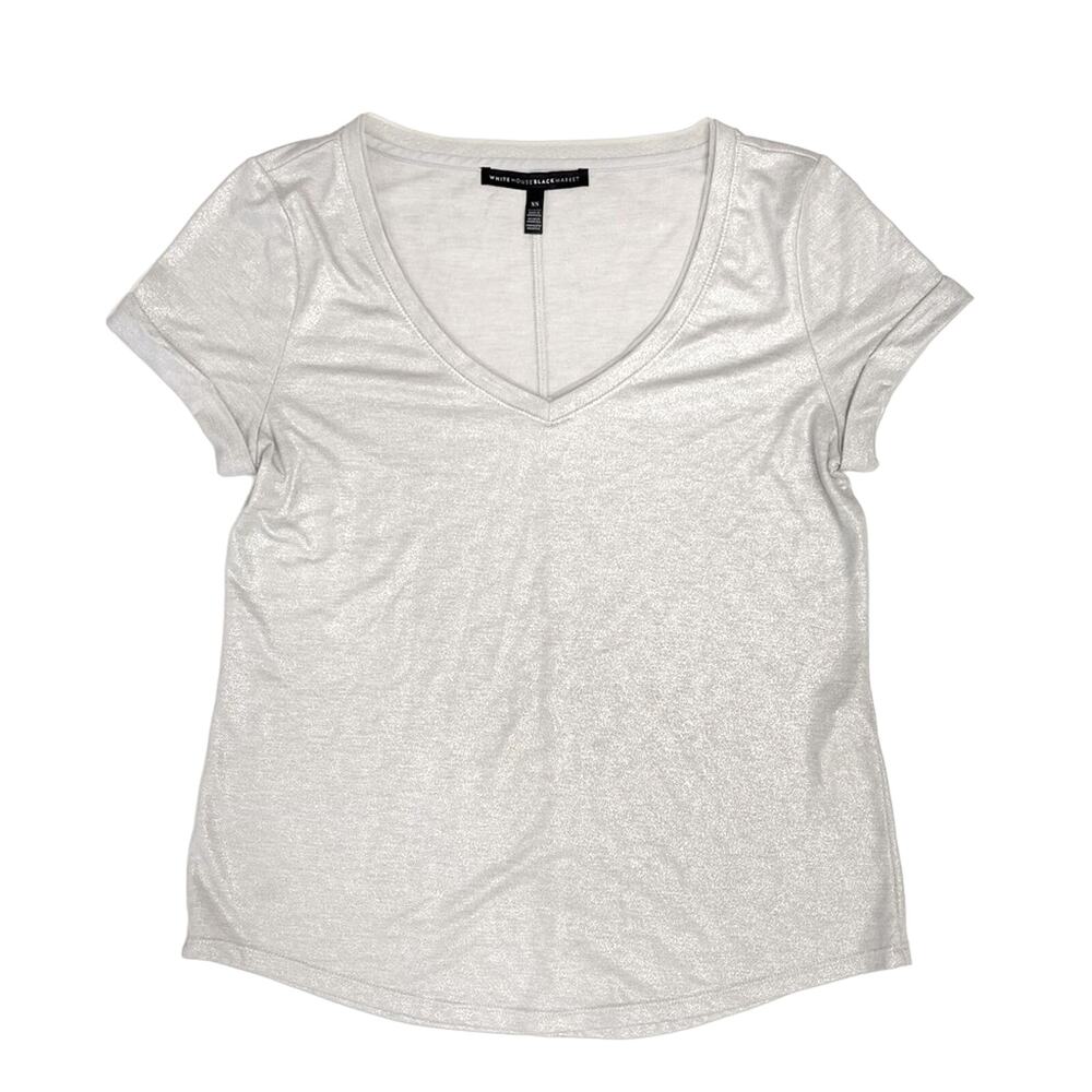 WHBM Silver Deep V Easy Tee Size Extra Small